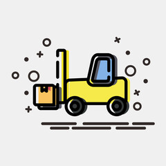 Icon forklift. Export import elements. Icon in MBE style.