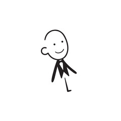 Old man with formal suit black and white vector illustration for classic portrait artwork design