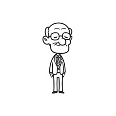 Old man with formal suit black and white vector illustration for classic portrait artwork design