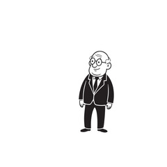Old man with formal suit black and white vector illustration for classic portrait artwork design
