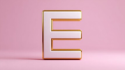 Bold and Stylish 3D Letter E on Soft Pink Background