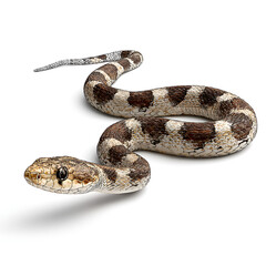 Obraz premium Realistic Brown and White Snake Slithering Isolated on White Background