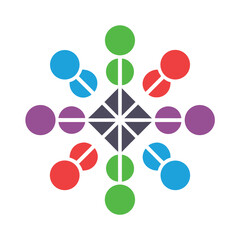 Colorful circles and triangles abstract geometric pattern background blue