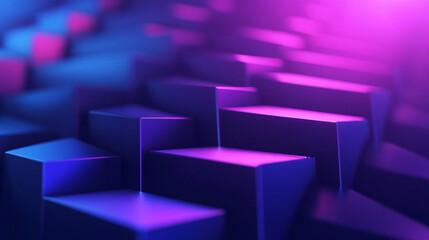 Obraz premium Abstract purple and blue 3D geometric shapes background design