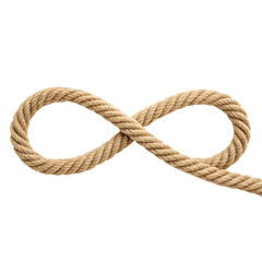 Obraz premium A thick natural fiber rope tied in a perfect infinity symbol shape isolated on transparent background