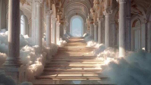 Stairway to heaven in classical marble palace