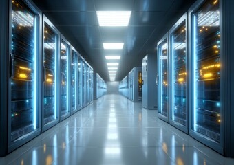 Server room data center hosting supercomputer technology network computing cloud storage