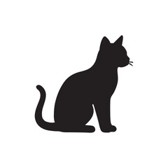 Black cat Silhouette Vector Isolated on White Background.