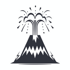 Erupting Volcano Isolated On White Background In Minimal Style