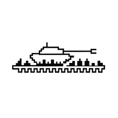 Obraz premium Fast Moving Tank with Pixelated Tracks on White Background Military