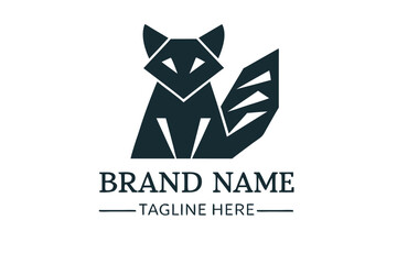 Geometric Fox on White Background Minimalist Style Logo Design