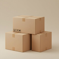 Securely packaged goods ready for shipping, stacked cardboard boxes for moving or storage