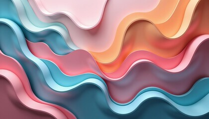 Colorful abstract waves in modern design with fluid shapes and copy space for text
