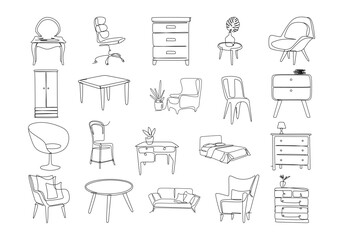 Minimalist Furniture Continuous Line Drawing