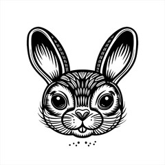 Stylized Black and White Rabbit Face Illustration 5.