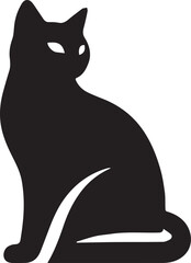 Obraz premium Stylized silhouette of a cute sitting black cat. An elegant feline graphic illustration for a company emblem or modern pet logo design
