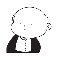 Old man with formal suit black and white vector illustration for classic portrait artwork design