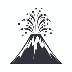 Isolated Stylized Volcano Eruption Icon on White Background