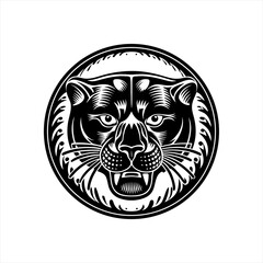 Obraz premium Fierce Black Panther Head Emblem Design.