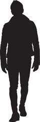 vector,silhouette of a front view of cool man walking