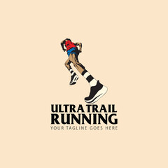 Ultra Trail running logo vector illustration on white background
