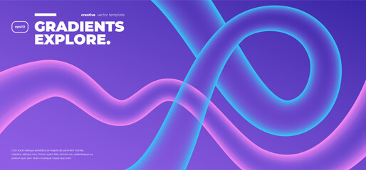Cool Gradient curves on violet background. Vector illustration.