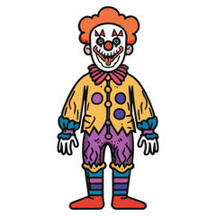 clown, costume, halloween, festival, vector, transparent background, funny, isolated, monster, horror, evil, circus, fun, smile, party, celebration, present, symbol