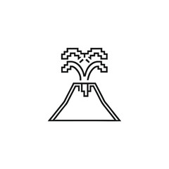Minimalist Outline of Volcano Erupting on White Background