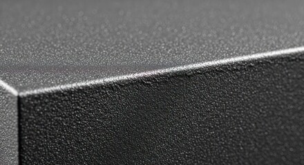 Fototapeta premium Close up of a textured black metal surface with a sharp corner