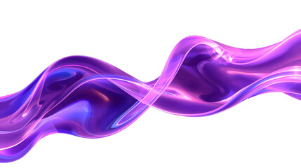 3D Glass Holographic Ribbon Wave Render, Abstract Fluid Gradient Tape in Purple Pink Light. Holographic 3D Liquid Ribbon Wave, Abstract Fluid Flow Curve in Purple Pink Glow.