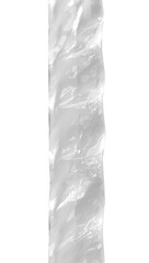 Wrinkled transparent plastic strip, narrow and glossy, isolated