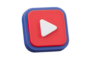 3d render of the youtube logo play button icon isolated on transparent background