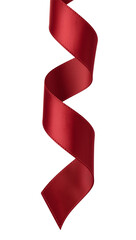Red satin ribbon swirl with pointed end, isolated