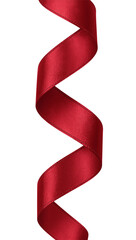 Long red satin ribbon serpentine, isolated