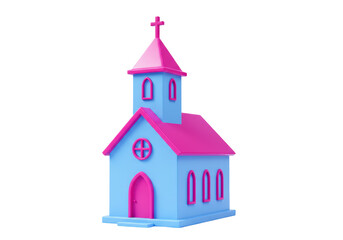 Isolated church building against a plain backdrop. Religious architecture design