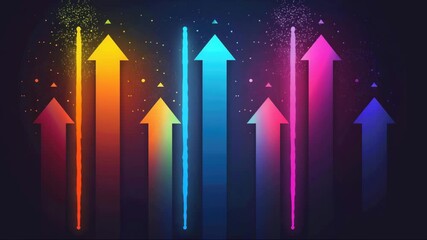 Business growth data being visualized in flat design, with rising bars, curved line, arrow, sun. Infographic, analytics, modern, professional, technology, dashboard, success - Powered by Adobe
