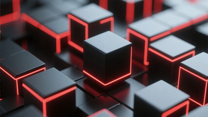 Obraz premium cube neon futuristic black background