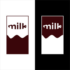 Black and White Vector Illustrations. Milk in Packaging