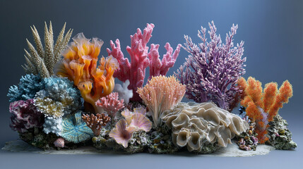 Vibrant coral reef scene diverse colorful corals sea life underwater ecosystem