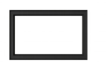 Black horizontal frame with transparent backdrop, presenting sleek minimalist design for showcasing artwork or photographic compositions