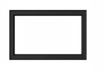 Black horizontal frame with transparent backdrop, presenting sleek minimalist design for showcasing artwork or photographic compositions