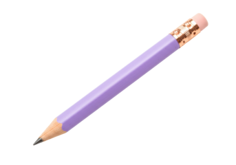 Isolated light purple graphite pencil with eraser on a neutral surface, creative tool