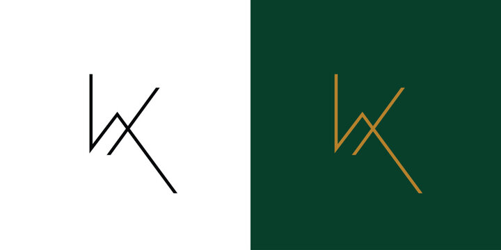 Abstract and elegant  WK letter initial logo design