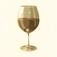 Sparkling Wine Glass Illustration – Minimal Golden Drink Art with Clean Background for Luxury and Elegance Concepts