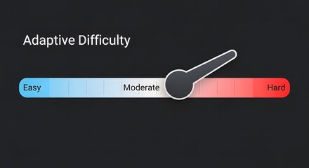 Slider control for difficulty settings in an application or game, illustrating the concept of scalable challenges and user preference selection