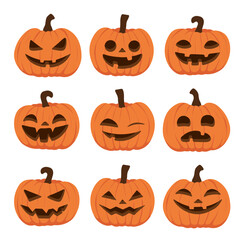 Vector Halloween Pumpkin Illustrations Set