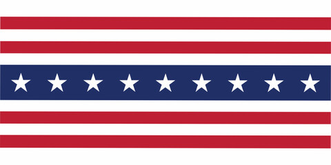 Naklejka premium Horizontal american flag design with stripes and stars in classic red white and blue colors