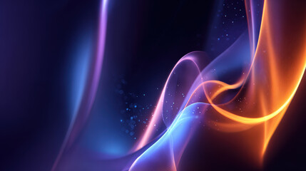 Abstract flowing lines background/ Dynamic abstract design featuring vibrant, flowing lines of orange, purple and blue, creating an ethereal and modern visual.