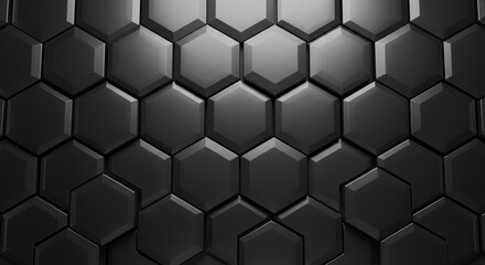 Fototapeta premium Dark Hexagonal Tiles: A Modern Geometric Pattern with Subtle Lig