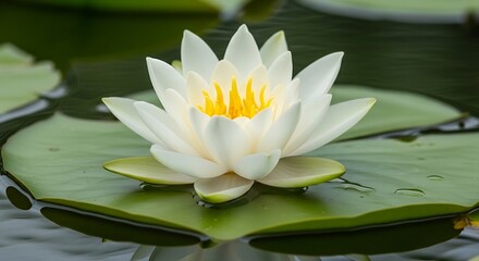 Serene water lily blossom floating gracefully upon a tranquil pond